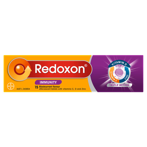Redoxon Immunity Vitamin Blackcurrant Flavoured Effervescent 15 tablets