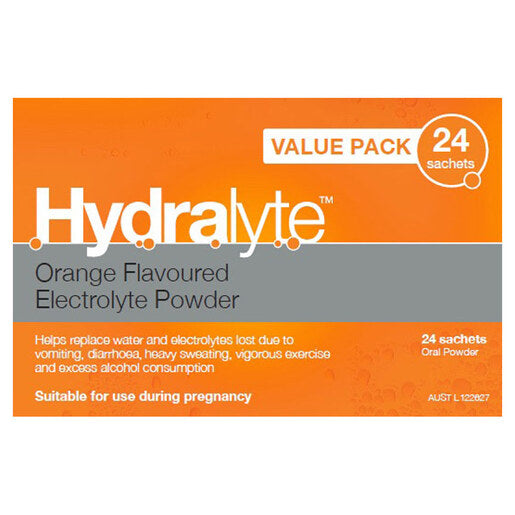 Hydralyte Orange Flavoured Electrolyte Powder Value Pack 24 pack