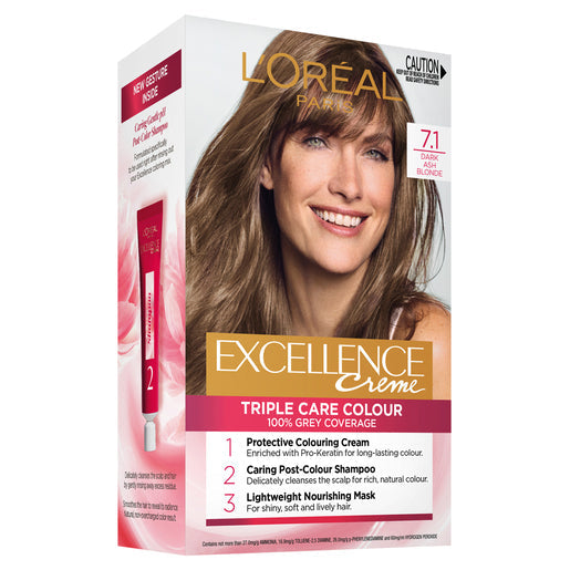 L'Oréal Paris Excellence Creme 7.1 Dark Ash Blonde (100% Grey Coverage) 1 pack