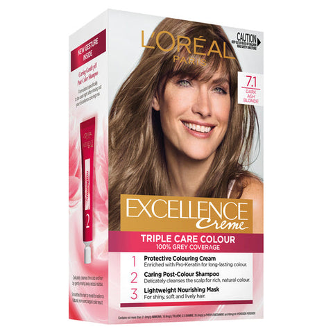 L'Oréal Paris Excellence Creme 7.1 Dark Ash Blonde (100% Grey Coverage) 1 pack