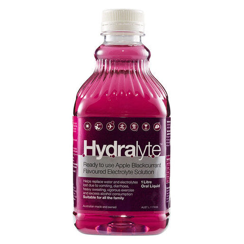 Hydralyte Ready to use Apple Blackcurrant Flavoured Electrolyte Solution 1 litre