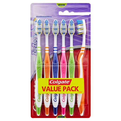 Colgate ZigZag Toothbrush Value Pack Medium 6 pack