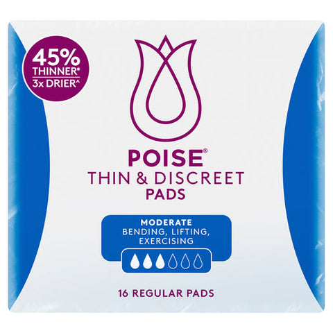 Poise Thin & Discreet Pads Regular 16 pack