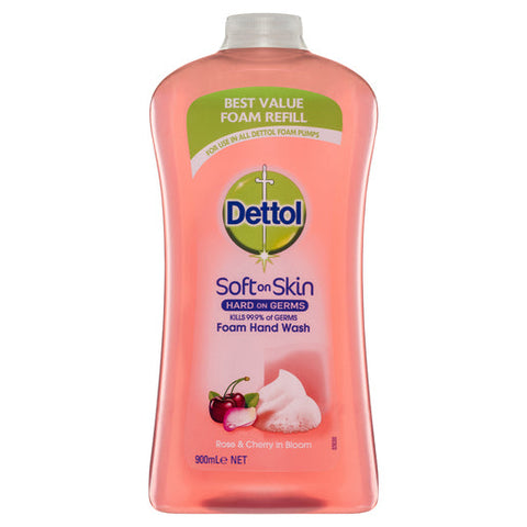 Dettol Antibacterial Foam Hand Wash Rose & Cherry Refill 900 ml