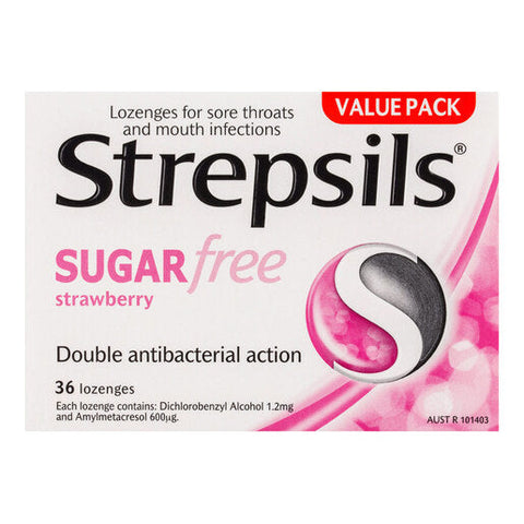 Strepsils Sugar Free Strawberry 36 lozenges