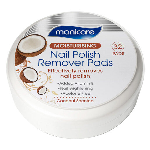 Manicare Moisturising Nail Polish Remover Pads Coconut Scented 32 pack