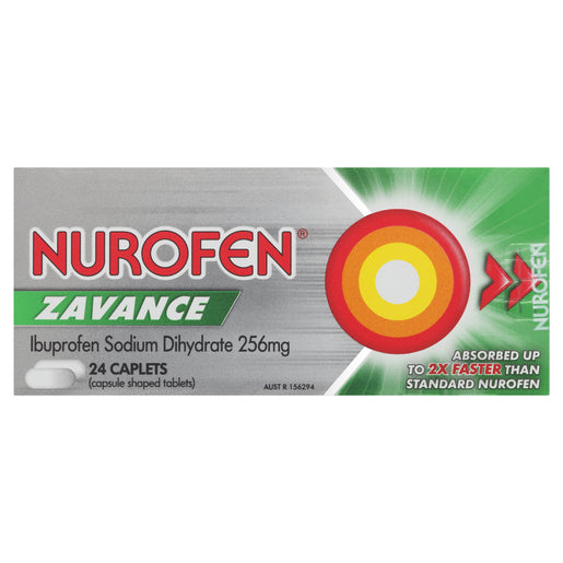 Nurofen Zavance Ibuprofen Sodium Dihydrate 256mg 24 caplets