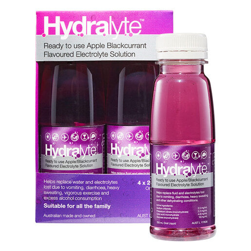 Hydralyte Ready to use Apple Blackcurrant Flavoured Electrolyte 4 pack
