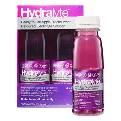 Hydralyte Ready to use Apple Blackcurrant Flavoured Electrolyte 4 pack
