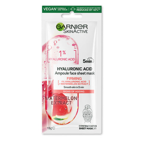 Garnier SkinActive Hyaluronic Acid Watermelon Extract Ampoule Sheet Face Mask 15 g