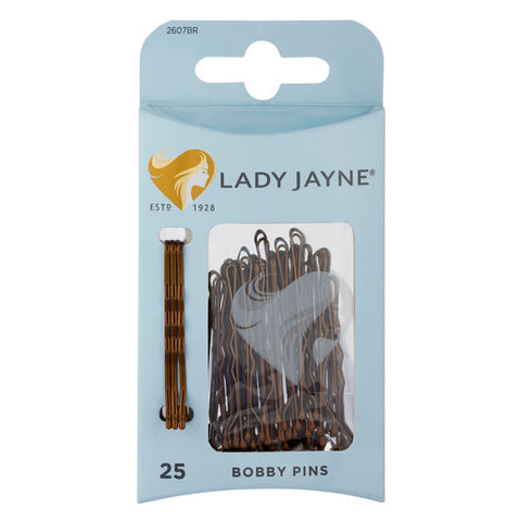 Lady Jayne Pins - Bobby Pins, 4.5cm, Brown 25 pack