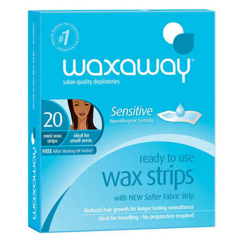 Waxaway Ready To Use Sensitive Mini Wax Strips 20 pack