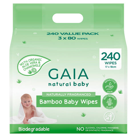 GAIA Natural Baby Bamboo Wipes 240 wipes