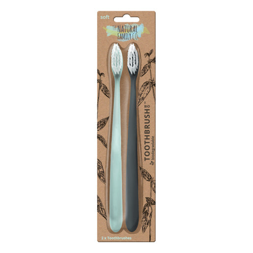 The Natural Family Co Bio Toothbrush Rivermint & Monsoon Mist 2 pack