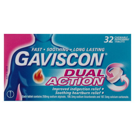 Gaviscon Peppermint Dual Action Chewable Tablets 32 tablets