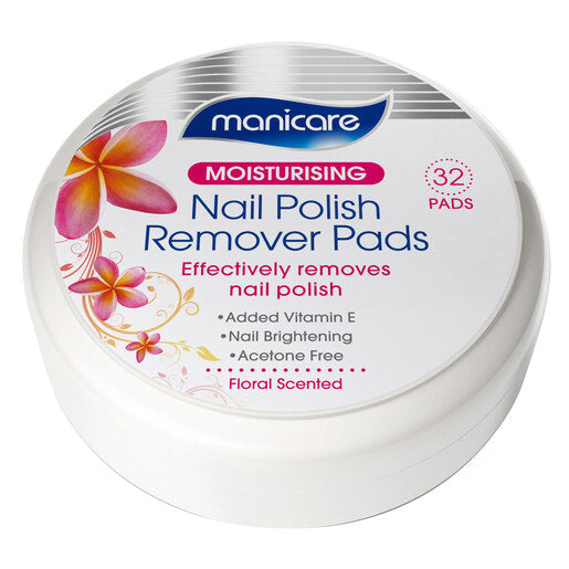 Manicare Moisturising Nail Polish Remover Pads Floral Scented 32 pack