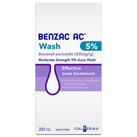 Benzac AC Moderate Strength 5% Acne Wash 200 ml