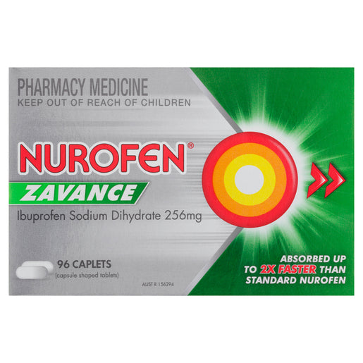 Nurofen Zavance Ibuprofen Sodium Dihydrate 256mg 96 caplets