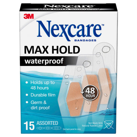 NEXCARE Max Hold Waterproof Bandages Assorted 15 pack