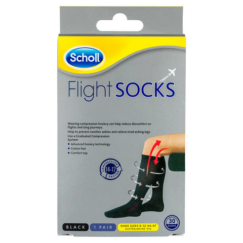 Scholl Flight Socks Compression Hosiery Black M9-12 1 pair