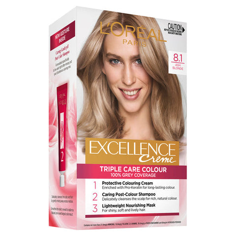 L'Oréal Paris Excellence Creme 8.1 Ash Blonde (100% Grey Coverage) 1 pack