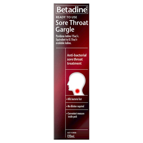 Betadine Ready to Use Sore Throat Gargle 120 ml