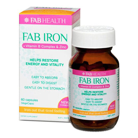 FAB FAB IRON + Vitamin B Complex & Zinc 60 capsules