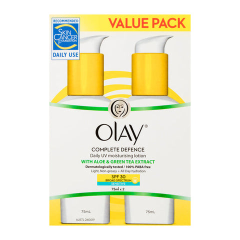 Olay Complete Defence Daily UV Moisturising Lotion SPF 30 75ml 2 pack