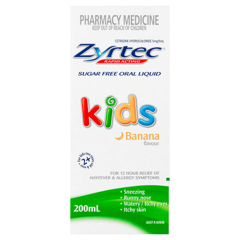 Zyrtec Kids Rapid Acting Banana Flavour Oral Liquid 200 ml