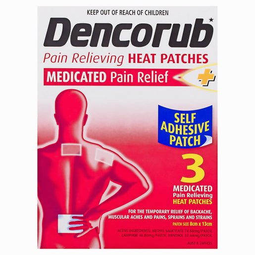 Dencorub Self Adhesive Heat Patches 3 pack