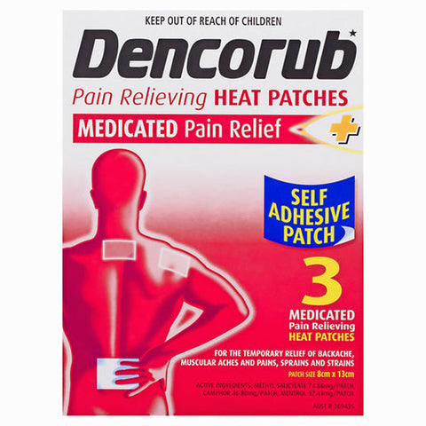 Dencorub Self Adhesive Heat Patches 3 pack