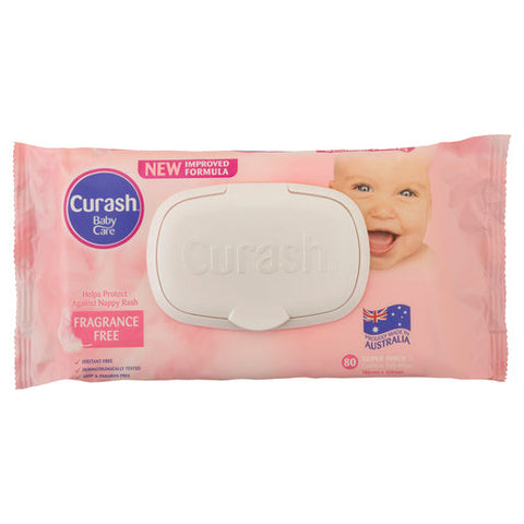 Curash Fragrance Free Super Thick Baby Wipes 80 wipes