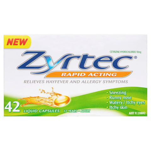 Zyrtec Hayfever Rapid Acting Liquid Capsules 42 capsules