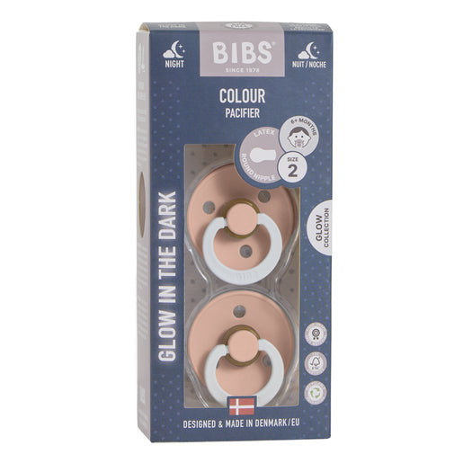 Bibs Pacifier Night Glow Blush Size 2 2 pack