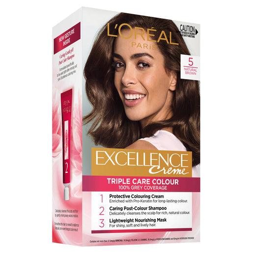 L'Oréal Paris Excellence Crème 5 Natural Brown (100% Grey Coverage) 1 pack