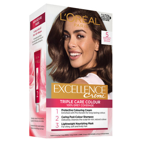 L'Oréal Paris Excellence Crème 5 Natural Brown (100% Grey Coverage) 1 pack