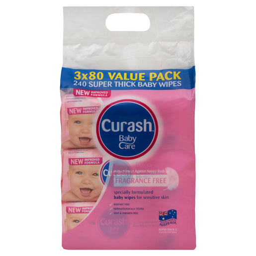 Curash Fragrance Free Baby Wipes Value Pack 240 wipes