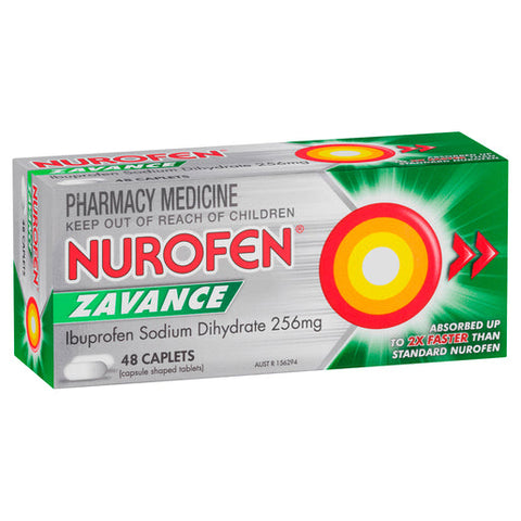 Nurofen Zavance Ibuprofen Sodium Dihydrate 256mg 48 caplets