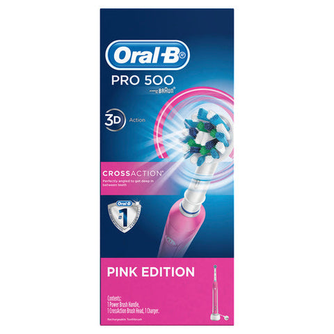 Oral-B Pro 500 Pink Crossaction Electric Toothbrush Powered by Braun 1 ea