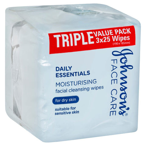 Johnson's Daily Essentials Nourishing Face Cleansing Wipes Value Pack 75 wipes