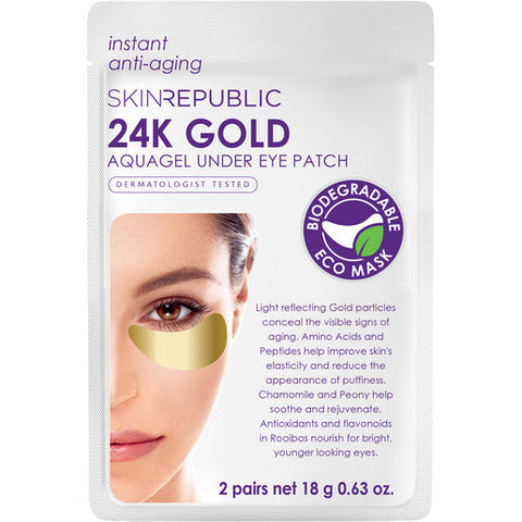 Skin Republic Gold Aquagel Biodegradable Under Eye Patches 2 pairs