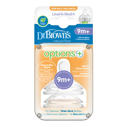 Dr Brown's Level 4 Wide-Neck Options+ Teat for Feeding Bottle 2 pack