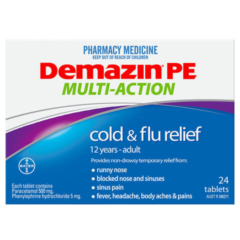 Demazin PE Multi-Action Cold & Flu Relief 24 tablets