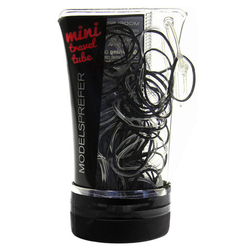 Models Prefer Mini Travel Tube Mini Poly Bands Black/Clear 100 pack