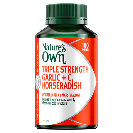Nature's Own Garlic, Vitamin C + Horseradish Triple Strength for Immunity 100 tablets