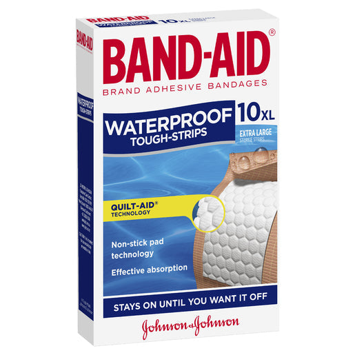 BAND-AID Tough Strips Waterproof, Xlarge 10 pack