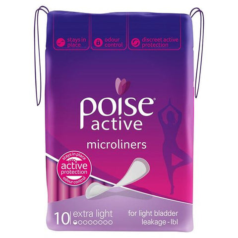 Poise Active Microliners Extra Light 10 pack