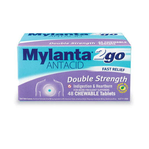 Mylanta 2go Double Strength Chewable Tablets 48 tablets