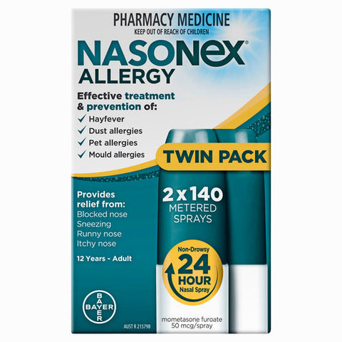 Nasonex Allergy Non-Drowsy 24 Hour Nasal Spray Twin Pack 2 x 140 sprays 2 pack