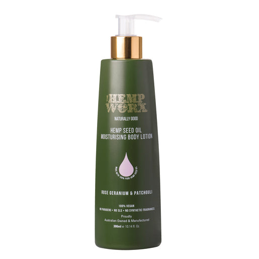 The Hemp Worx Rose Geranium & Patchouli Body Lotion 300 ml
